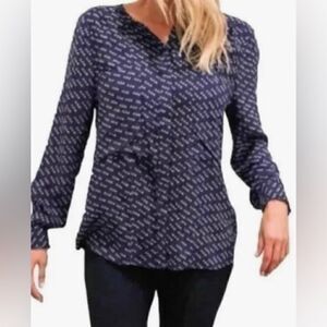 ANTHROPOLOGIE Maeve Clara Blue Bird Button Down Blouse Size 0 XS